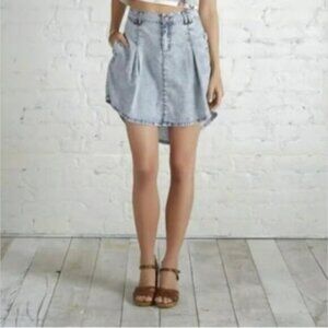 Adam Levine Collection Light Blue Denim-Patterned High-Low Skirt Size 3/4 NEW NW